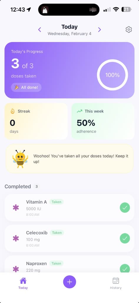 Dosewell App - Today View